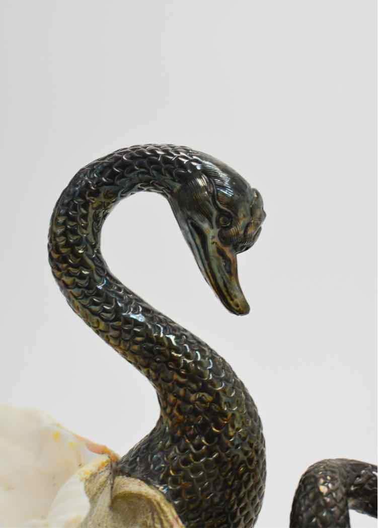 Pair Italian S/P Clamshell Swan Bowls