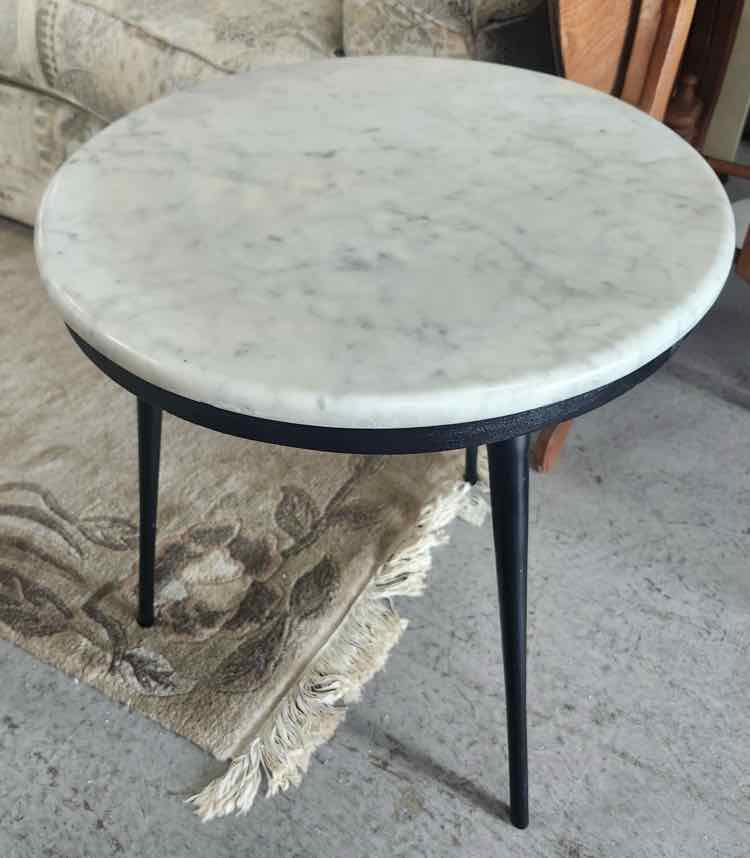 Round Marble Top & Wood Table