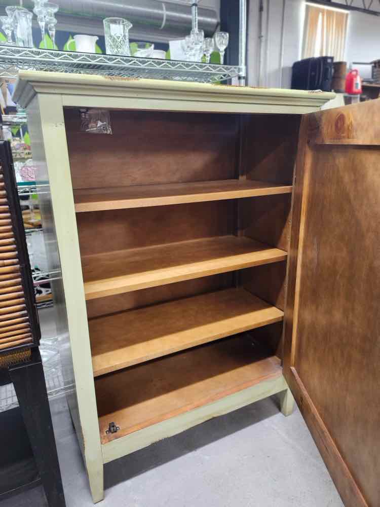 Green Flower Painted Wood Pantry