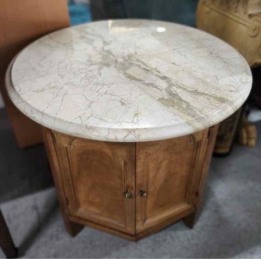Round Marble Top Drum End Table
