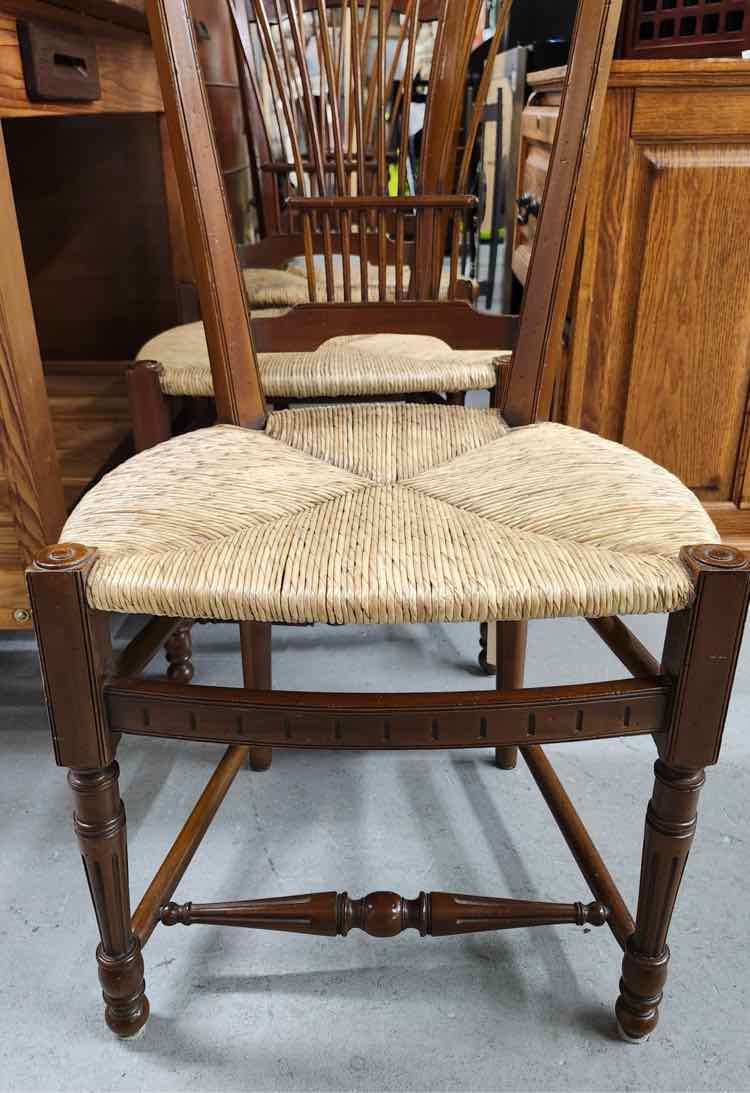 3 Harp Back Rattan Chairs