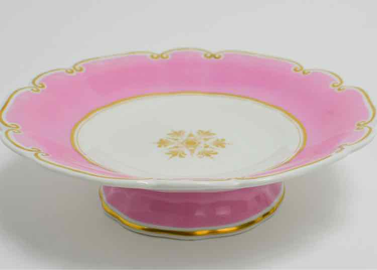 H&J Gardner 19th c. Pink Porcelain Pedestal Plate
