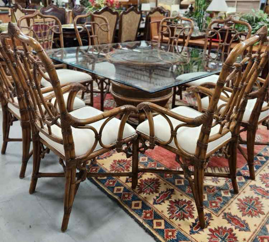 Square Glass Table w/8 Chairs