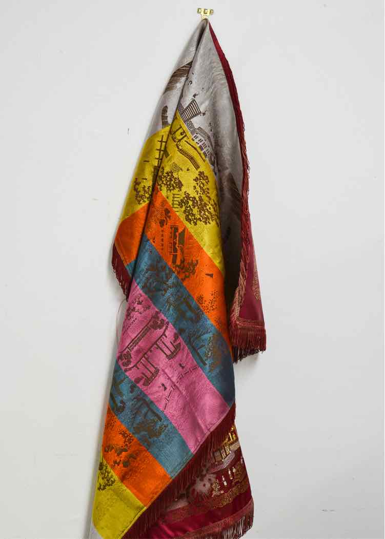 Vtg.Chinese Brocade Floral Silk Tapestry