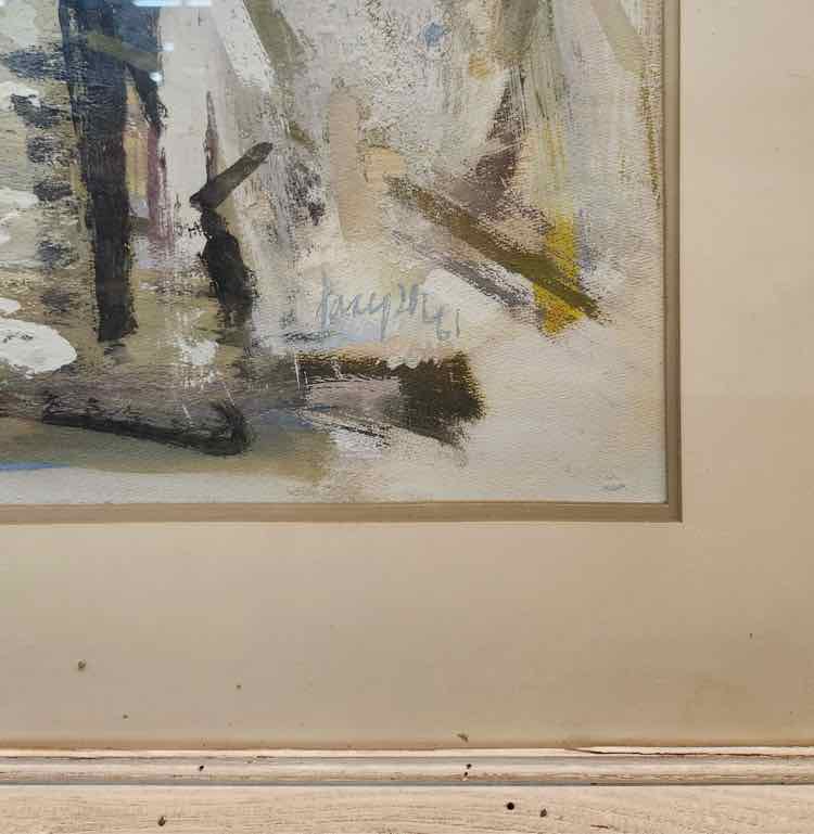 Art 'White Bouquet' Acrylic Gouache Circa 1961