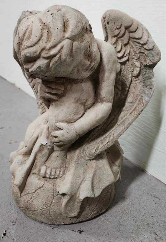 Stone Cherub w/Broken Wing Statue