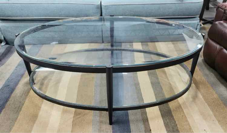 2 Tier Oval Glass Coffee Table