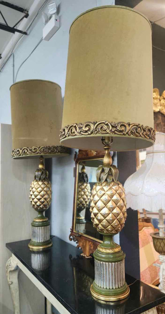 Pair of Tall Pineapple Lamps
