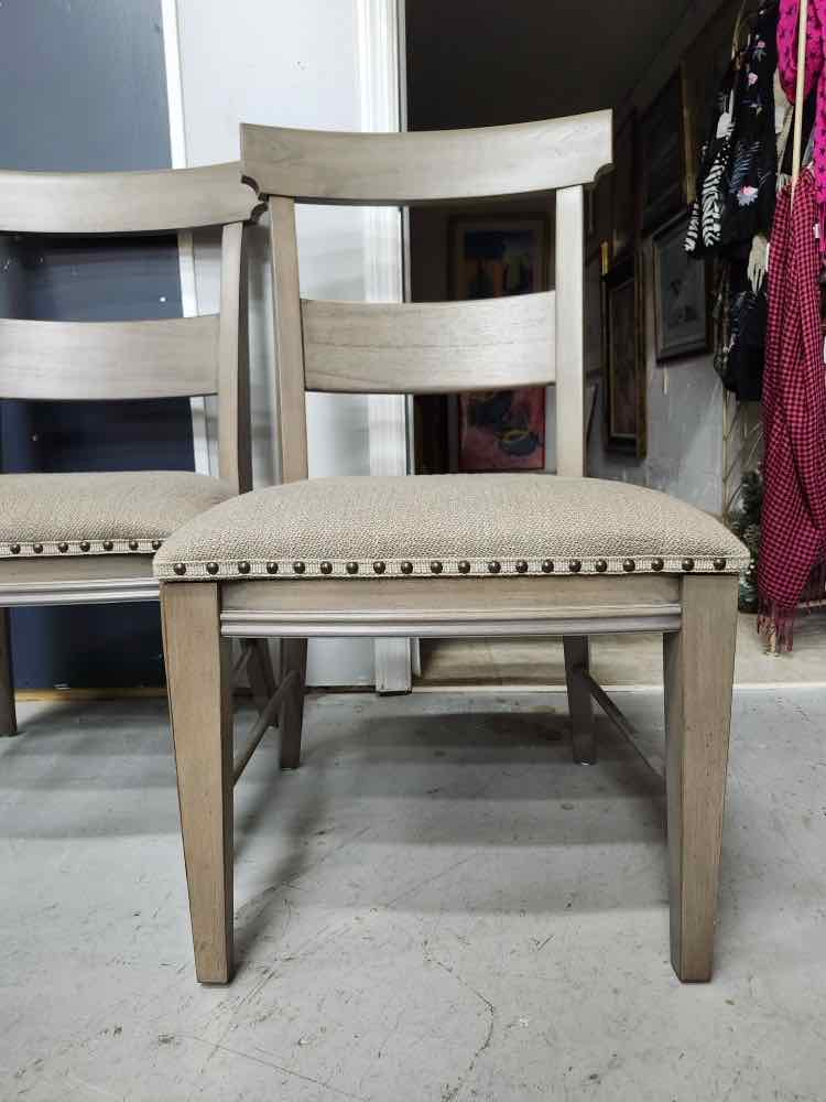 Pair of Grey Bassett Nailhead Chairs