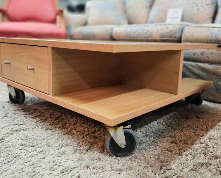 Wood Coffee Table on Wheels