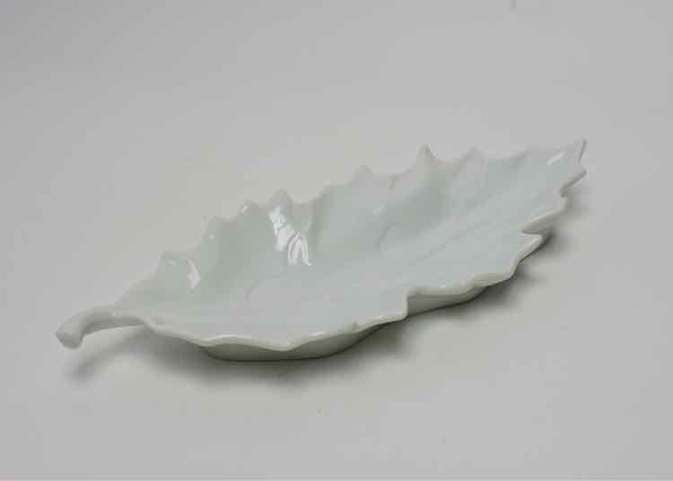 Apilco Vtg. White Porcelain Leaf Dish
