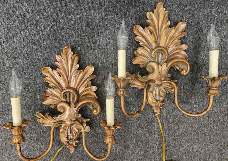 Vtg. Brass Wall Sconces