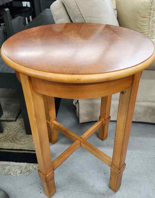 Pair of Round Wood Side Tables