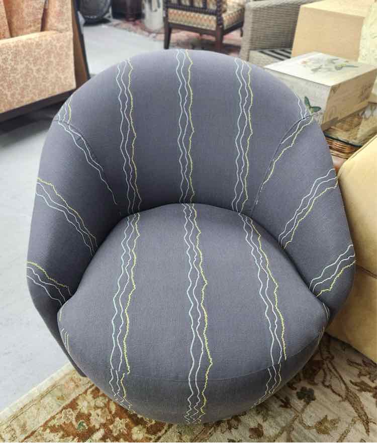 Grey Abstract Line Swivel Chair