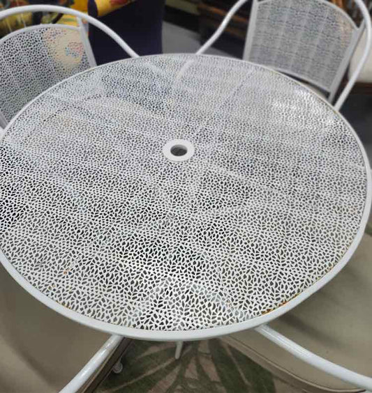 White Metal Table & Chairs