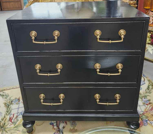 Hickory White 3 Drawer Black Nightstand