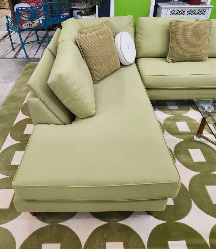 Custom Krevat Pistachio Sectional w/Pillows