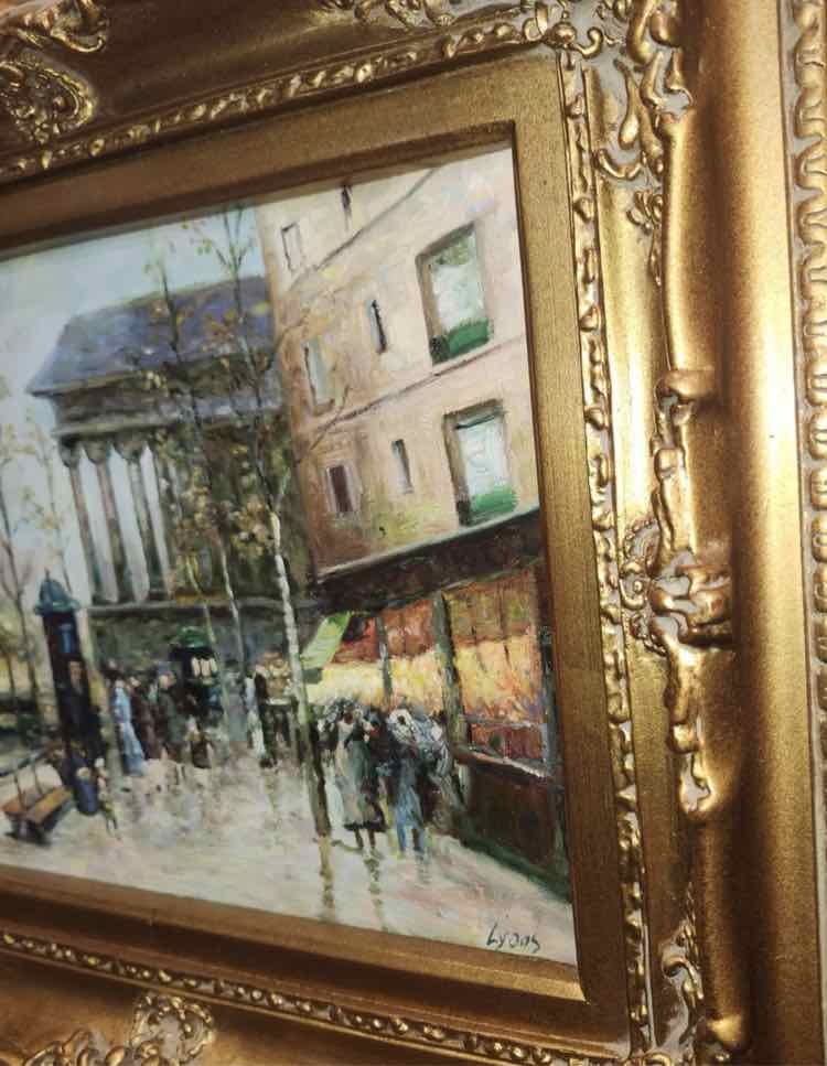 Victorian Street Scene Oil by Lyons, Registered Cert