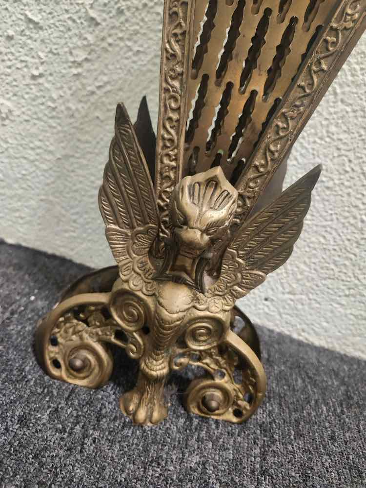 Antique 1920's French Brass "Peacock" Fireplace Screen