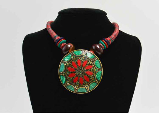 Brass and Coral Necklace