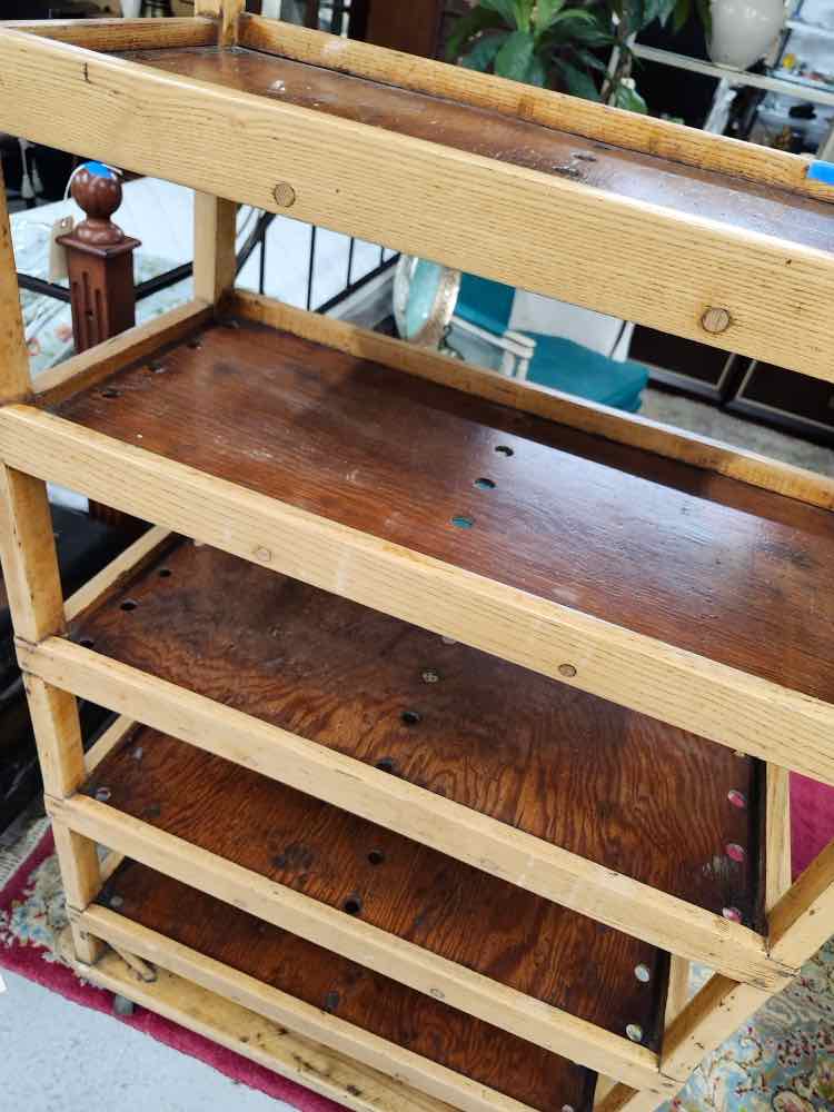 Early American Oak Antique 5 Tier Shelf