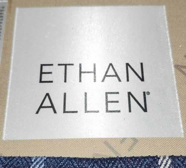 Navy Ethan Allen Plaid Goose Down Sofa