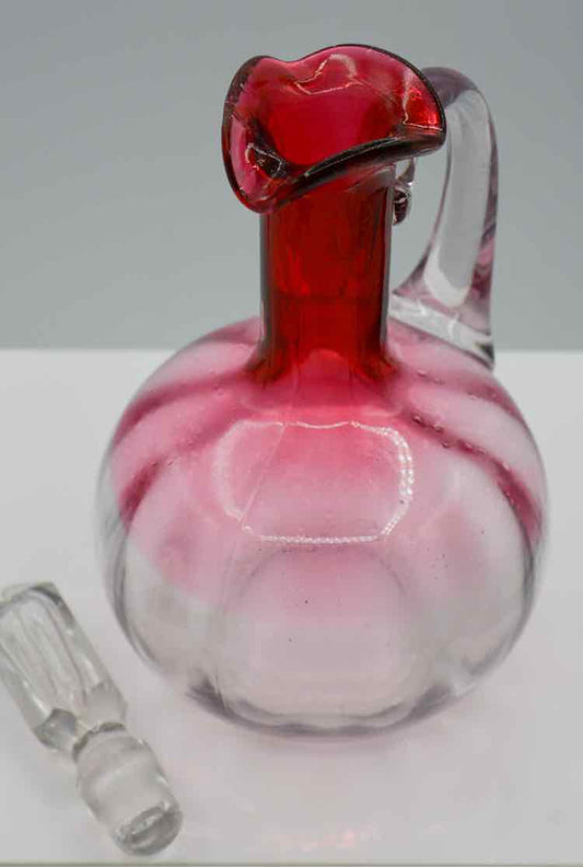 Small Glass Red Cranberry Decanter