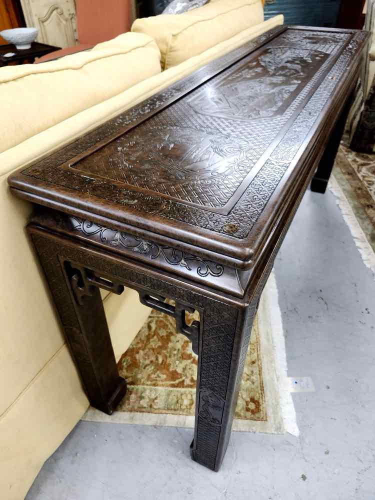 Carved Wood Asian Entry Table