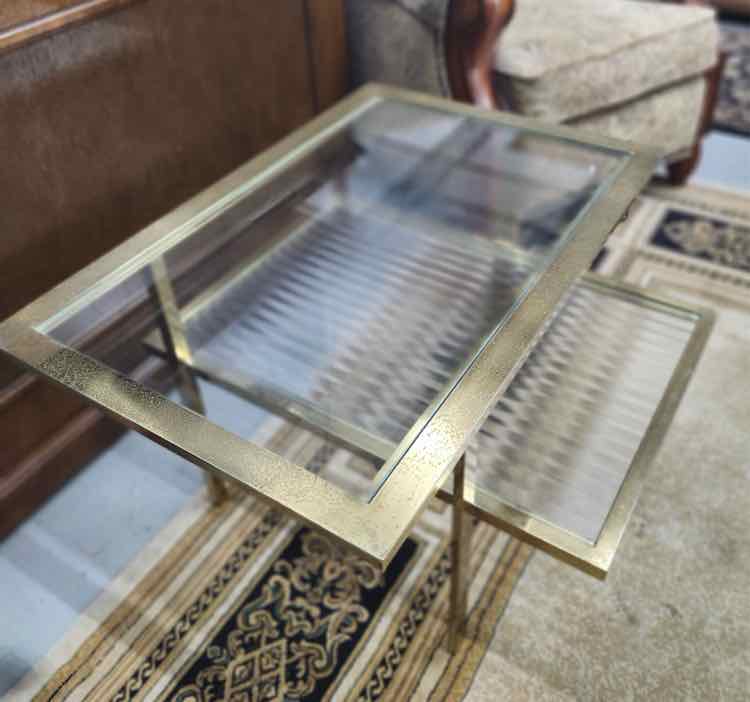 Brass Double Tier End Table