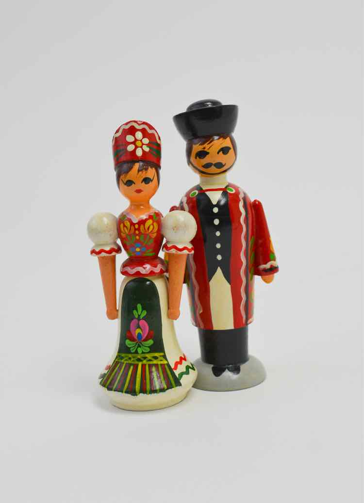 Toy Pair 70's Trad.Hungarian Wood Dolls
