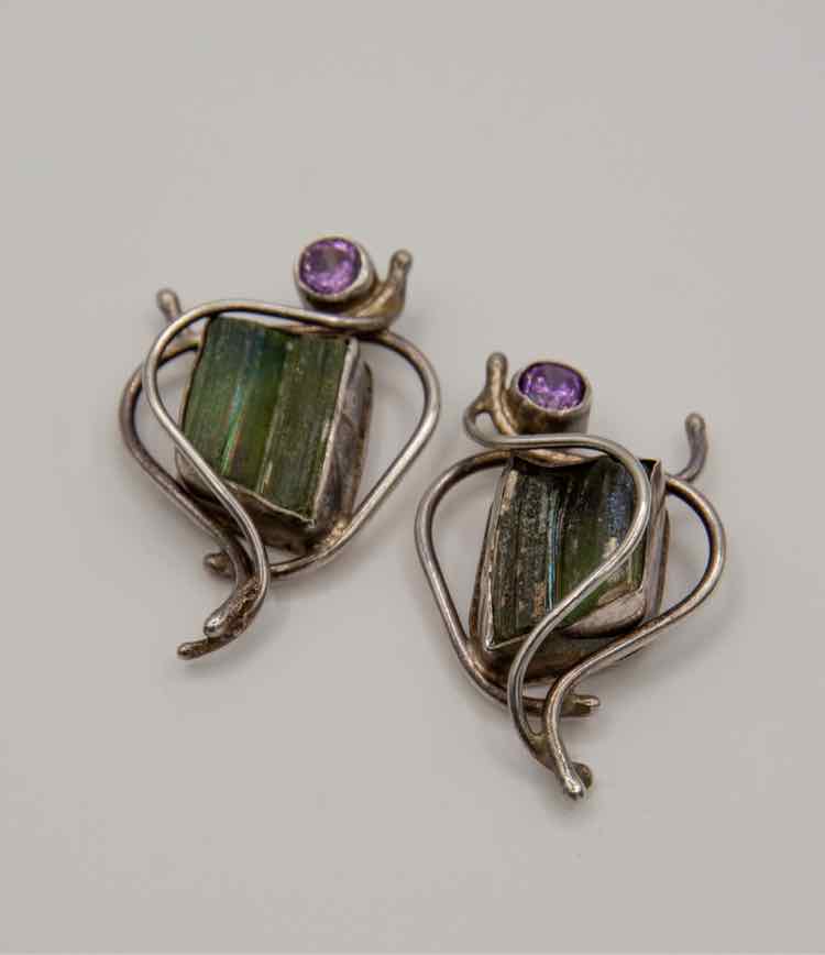 Tourmaline & Amethyst Earrings