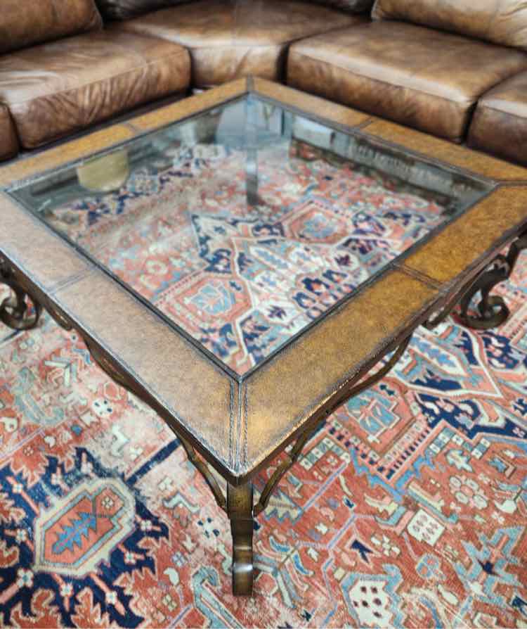 Leather Top/Glass Coffee Table