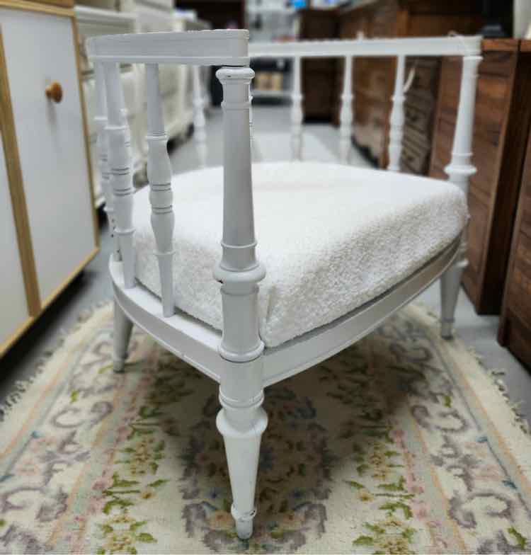 Vtg. White Wood Barrel Chair