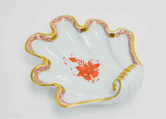 Herend Chinese Bouquet Rust Shell Dish