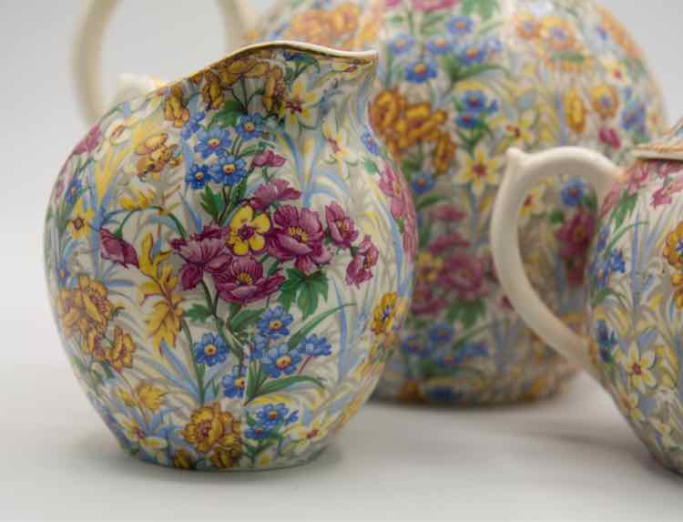 Vintage Sussex Cherry Chintz Tea Pit Cream/Sugar Set