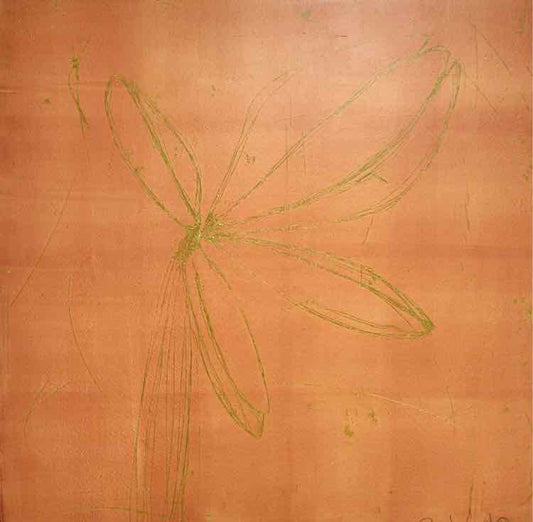 Gold & Orange Orchid Etching Beth Weintraub Art