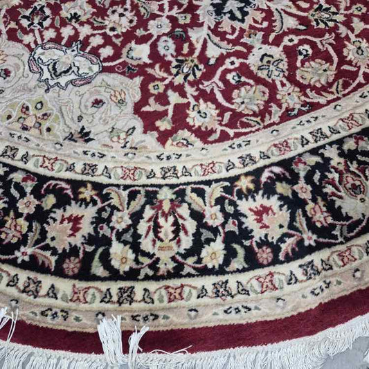 75" Round Hand Knotted Pakistan Rug