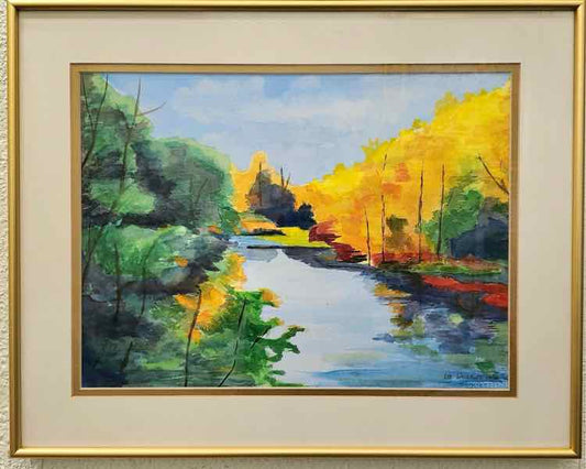 "River View at Autumn" Watercolor by Lee Weisbord