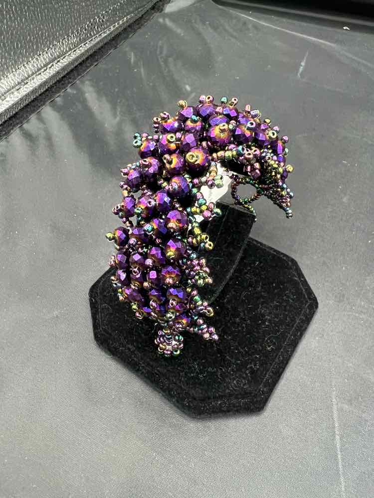 Crocheted Iridescent Purple Bead Bracelet