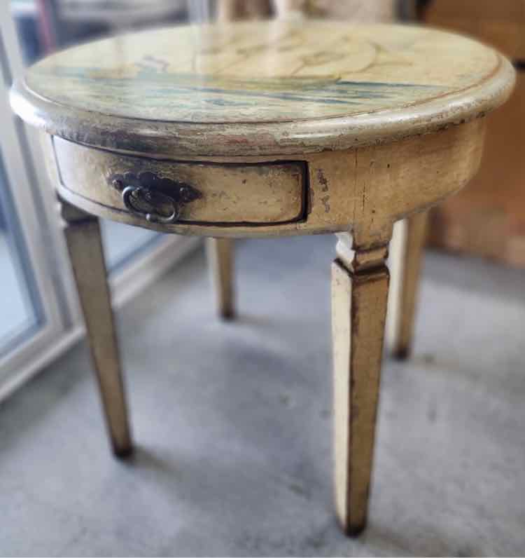 Antique Painted Ship End Table