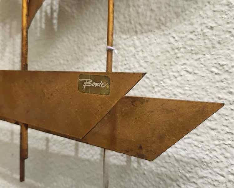 "Groovy Waves" Brass Sailboat Wall Sculpture by W. Bowie