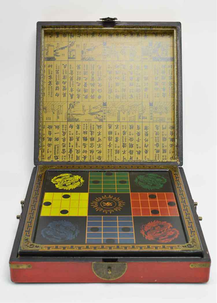Vtg. Chinese Multi-Board Game Combo Chest