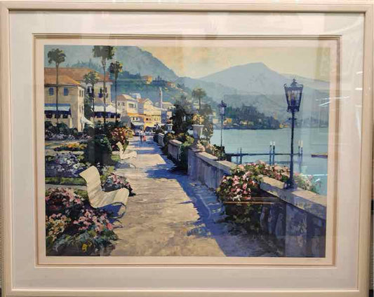 'Mediterranean View' by H. Behrens, Signed Print