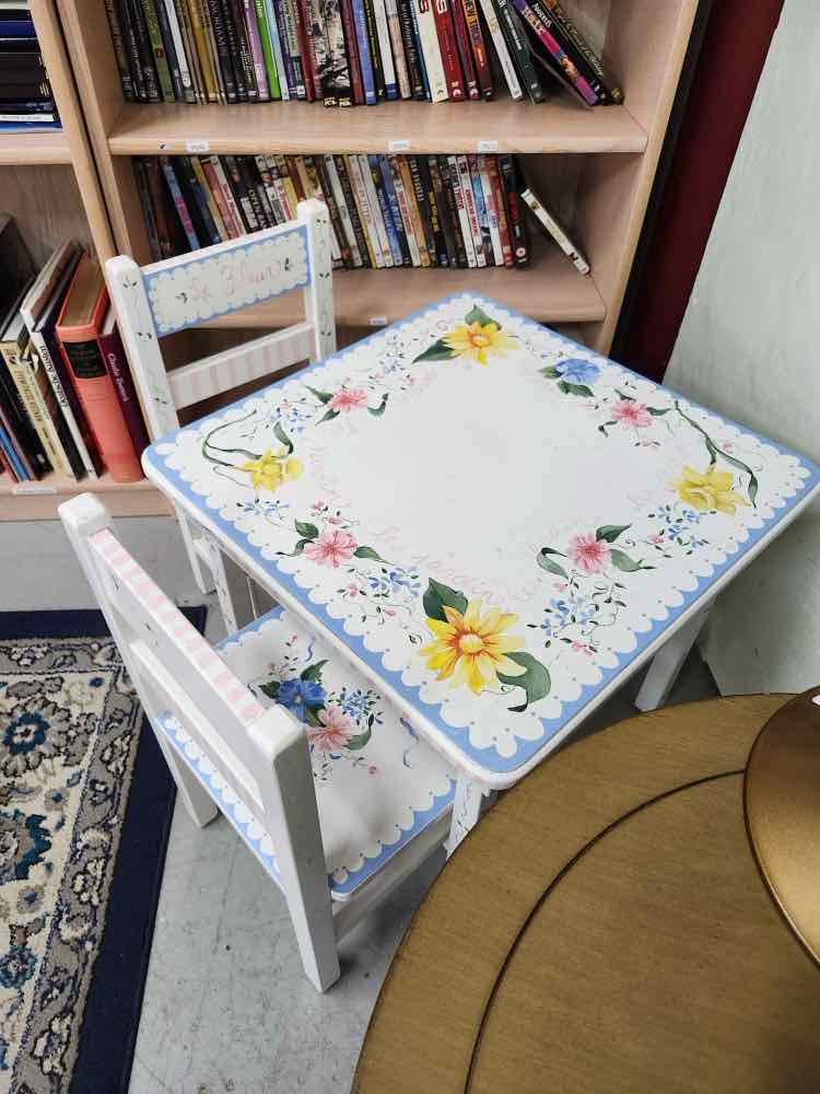 Handpainted Childrens Table w/2 Chairs