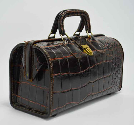 Vtg. Upjohn Brown Leather Dr's Bag