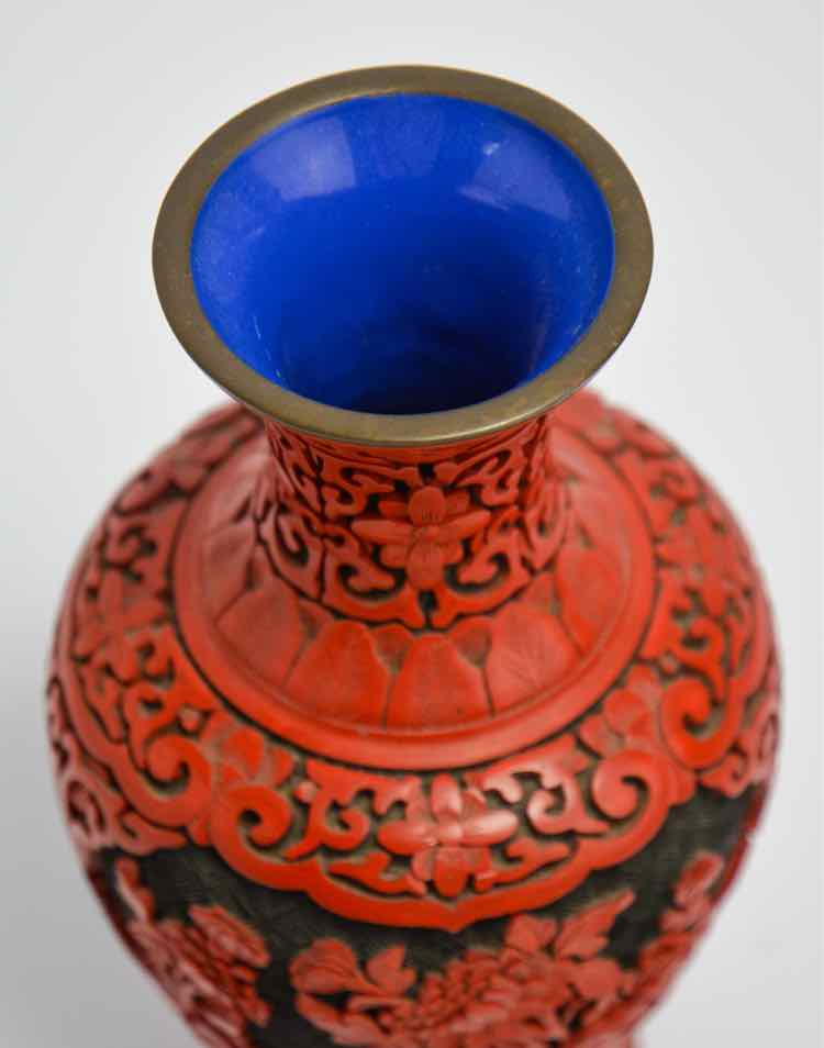 Hand Carved Cinnabar Vase