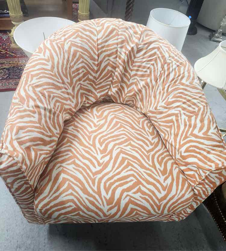 Orange Zebra Print Swivel Chair