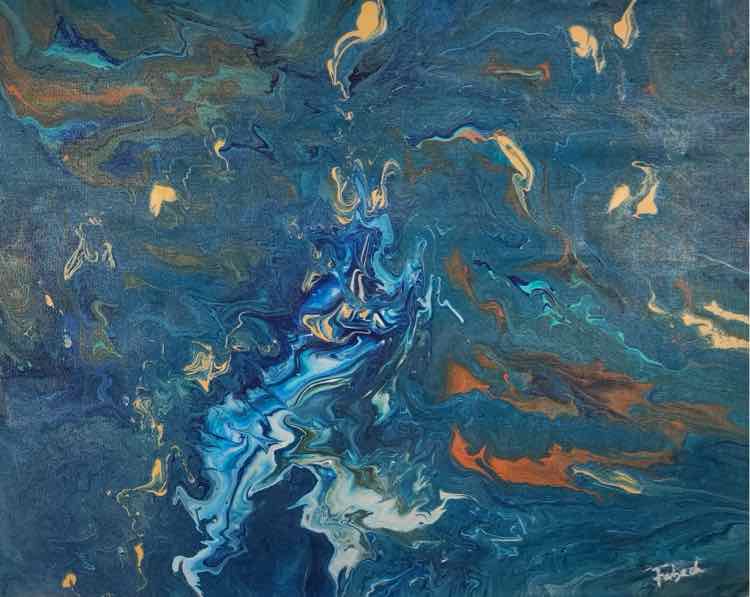Art 'Teal Medley' Acrylic by Frebach