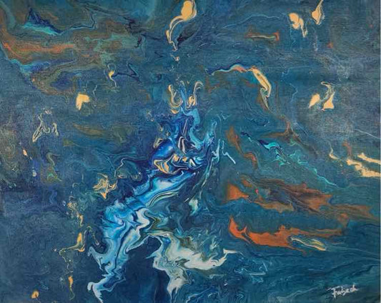Art 'Teal Medley' Acrylic by Frebach