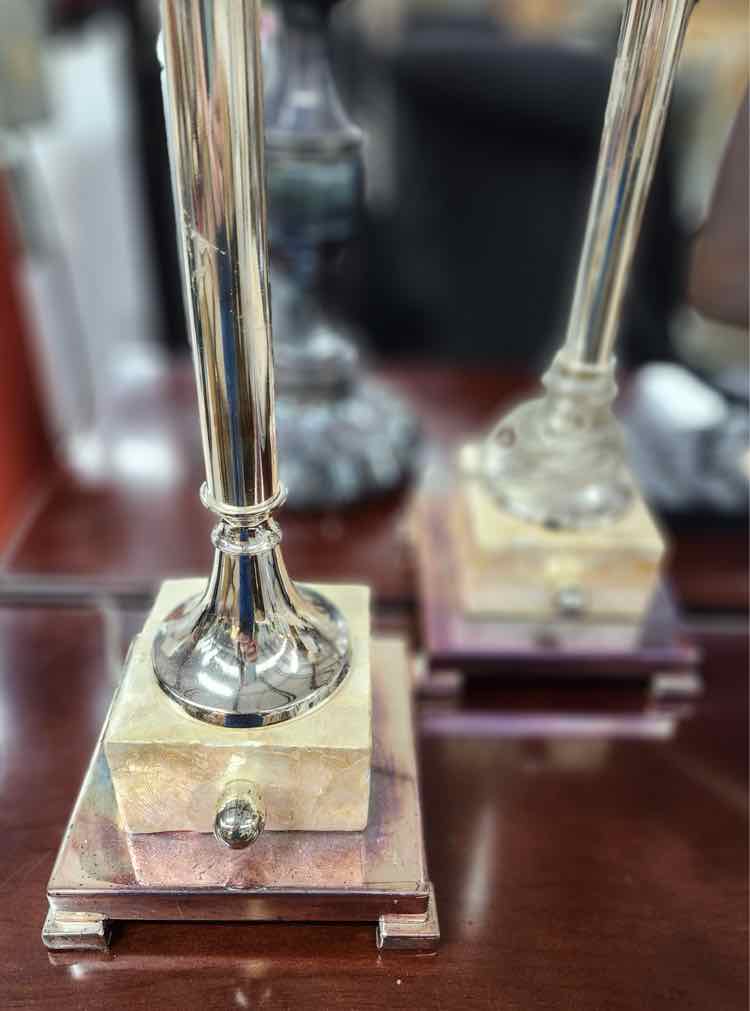 Pair of Silver & Shell Uttermost Lamps